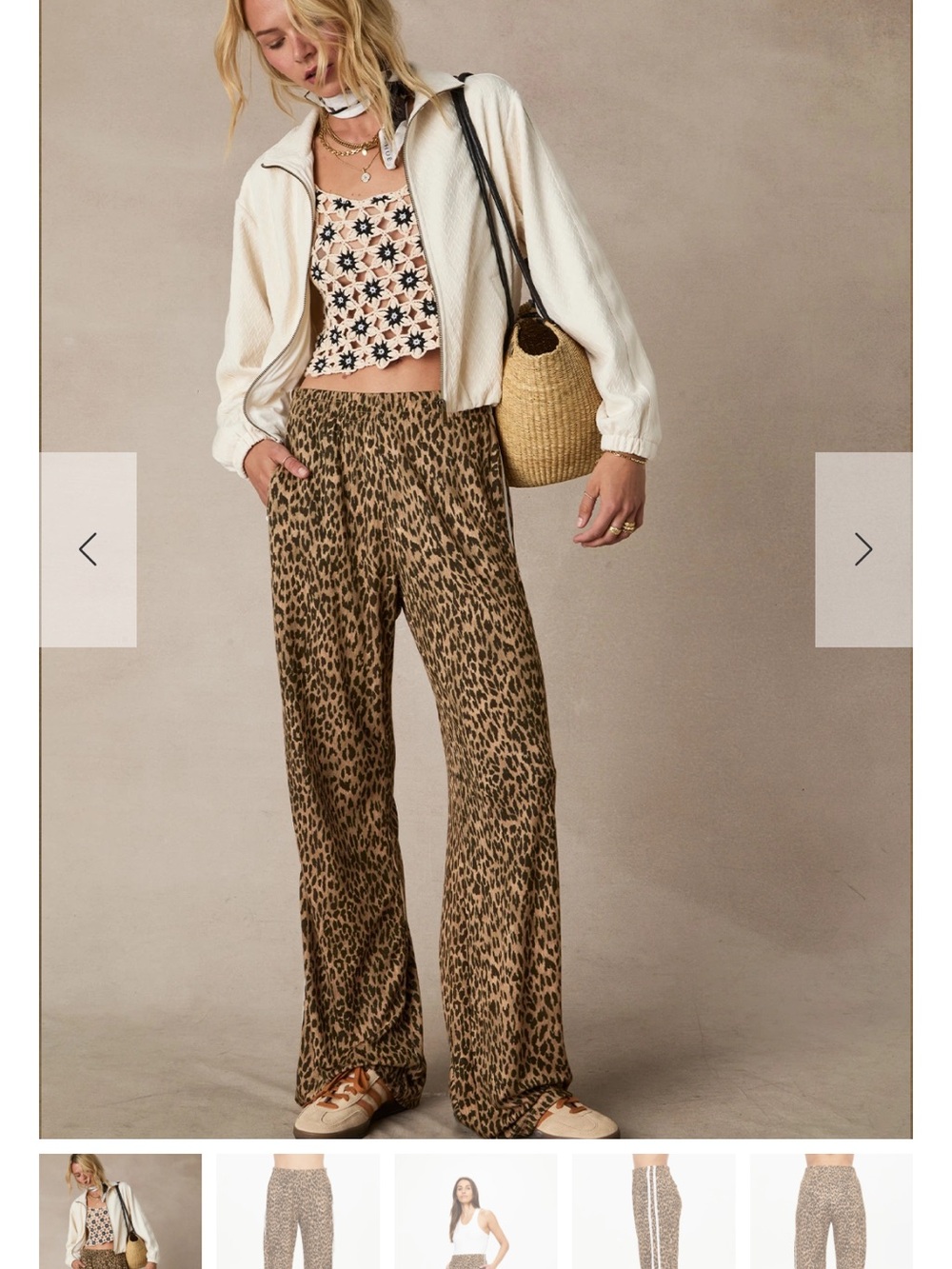 The Upside Panthera Leopard-Print Wide Leg Pants - Brown/Tan